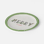 Assiettes En Carton Joyeux Tout Holly Et Berries Bord Vert (Angle)