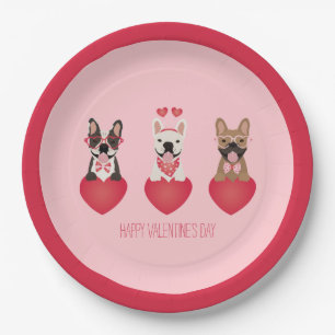 Assiettes En Carton Joyeux Valentines Day Bulldogs français