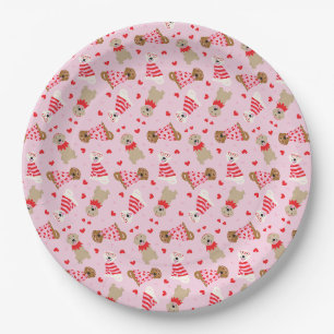 Assiettes En Carton Joyeux Valentines Day Golden Retriever Dogs