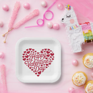 Assiettes En Carton Joyeux Valentines Day Valentine Love Heart
