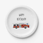 Assiettes En Carton Joyeux véhicule d'urgence pour camion à feu d'anni (Devant)