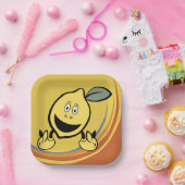 Assiettes En Carton Joyeux visage de citron (Fête)