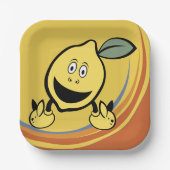 Assiettes En Carton Joyeux visage de citron (Recto)