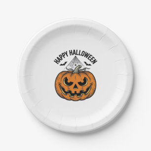 Assiettes En Carton Joyeux visage de citrouille d'Halloween Création d