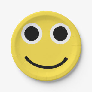 Assiettes En Carton Joyeux visage Jaune souriant Emoticon Emoji