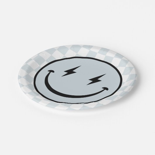 Assiettes En Carton Joyeux visage Super bleu garçon Anniversaire (Angle)