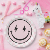 Assiettes En Carton Joyeux Visage Super Rose fille Anniversaire (Fête)