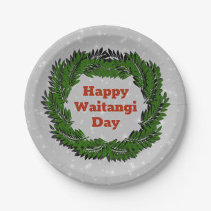 Assiettes En Carton Joyeux Waitangi Day Fern New Zealand Small 9"