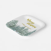Assiettes En Carton Joyeux xmas forêt moderne Gold script Holiday (Angulaire)