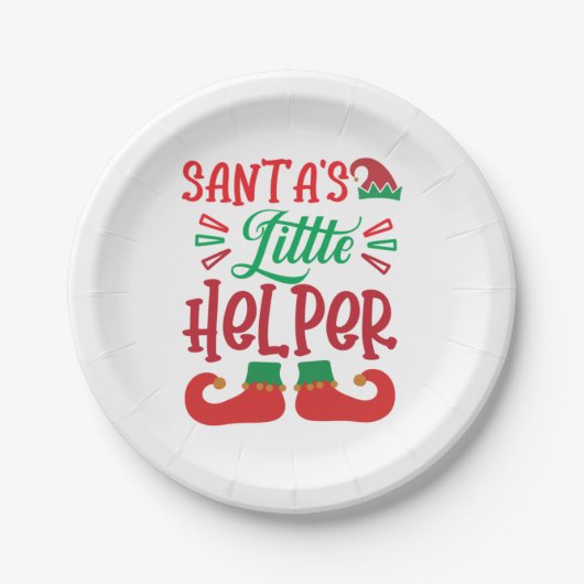 Assiettes En Carton Joyeux Xmas Père Noël Little Helper (Devant)