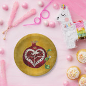 Assiettes En Carton Judaica Pomegranate Heart Hanoukka Rosh Hashanah (Fête)