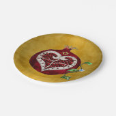 Assiettes En Carton Judaica Pomegranate Heart Hanoukka Rosh Hashanah (Angle)