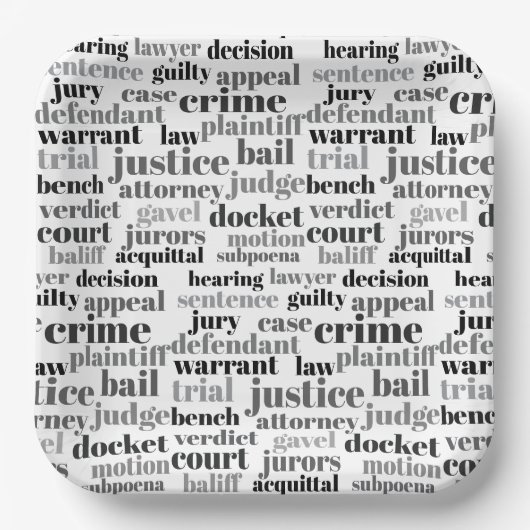 Assiettes En Carton Judicial Legal Terns Word Cloud Design (Recto)