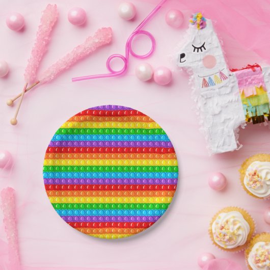 Assiettes En Carton Jumbo Pop it Rainbow Circulaire (Fête)