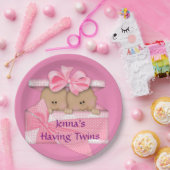 Assiettes En Carton Jumeaux roses Parti Baby shower afro-américain (Fête)