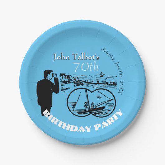 Assiettes En Carton Jumelles Voilier 70e Anniversaire P Plate (Devant)