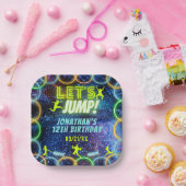 Assiettes En Carton Jump Bounce Trampoline Party Neon Green Glow (Fête)