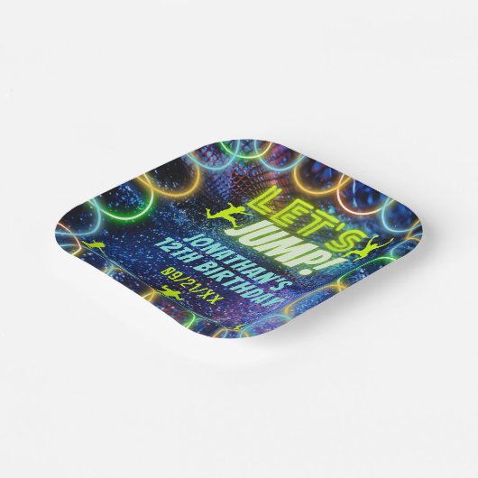 Assiettes En Carton Jump Bounce Trampoline Party Neon Green Glow (Angulaire)