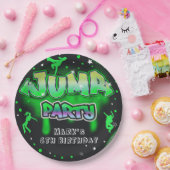 Assiettes En Carton Jump Neon Trampoline Anniversaire de papier de fêt (Fête)