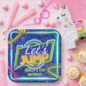 Assiettes En Carton Jump Party Bounce Neon Trampoline Park (Fête)