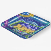 Assiettes En Carton Jump Party Bounce Neon Trampoline Park (Angulaire)