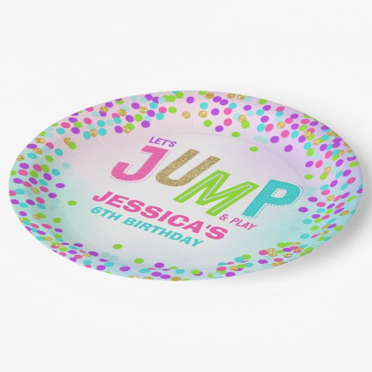 Assiettes En Carton Jump Trampoline Anniversaire Décor Personnalisé (Angle)