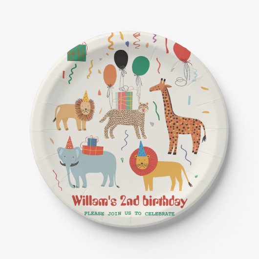 Assiettes En Carton Jungle Animal 2ème anniversaire (Devant)