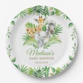 Assiettes En Carton Jungle Animal Safari Baby shower de verdure (Devant)