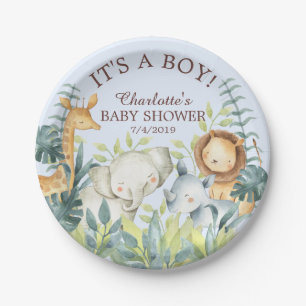 Assiettes En Carton Jungle Animaux Garçons Baby shower 7" Plaque