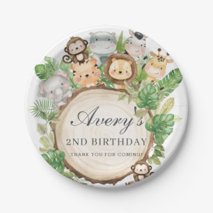 Assiettes En Carton Jungle Animaux La verdure 1er anniversaire Baby sh