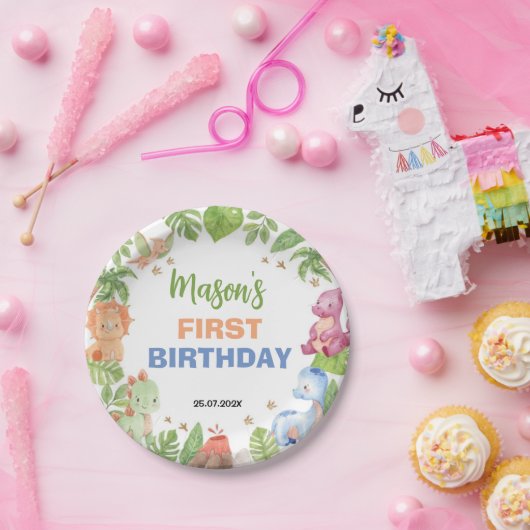 Assiettes En Carton Jungle Dinosaur Garçon Plaques papier fête d'anniv (Fête)