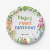 Assiettes En Carton Jungle Dinosaur Garçon Plaques papier fête d'anniv (Devant)
