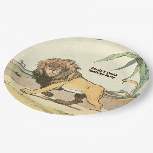 Assiettes En Carton Jungle Lion fête d'anniversaire (Angle)