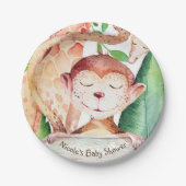 Assiettes En Carton Jungle Monkey & Giraffe Baby shower Party Custom (Devant)