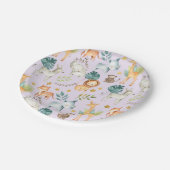 Assiettes En Carton Jungle safari animaux violet fille 2e anniversaire (Angle)