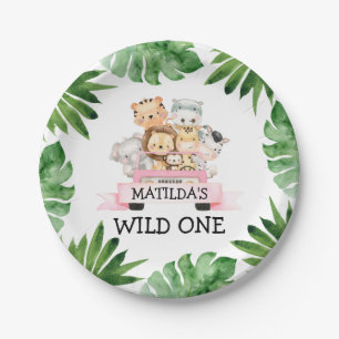 Assiettes En Carton Jungle Safari Girl Wild Un Anniversaire Plaque en 
