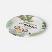 Assiettes En Carton Jungle Safari Party Animaux 1er anniversaire (Angle)