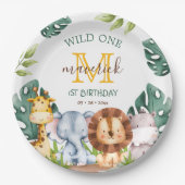 Assiettes En Carton Jungle Safari Wild One Thème 1er Anniversaire (Devant)