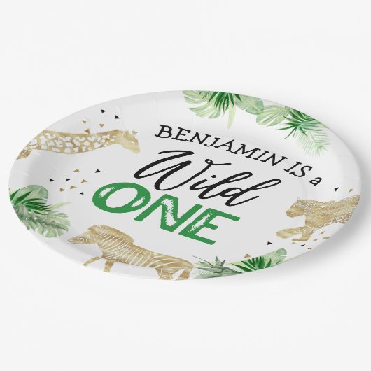 Assiettes En Carton Jungle Safari Wild un anniversaire (Angle)