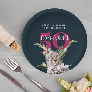 Assiettes En Carton Jungle sauvage léopard rose 50e anniversaire drôle