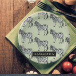 Assiettes En Carton Jungle Zebra Wild Motif & Nom personnalisé<br><div class="desc">Jungle Zebra Wild Motif & Nom personnalisé</div>