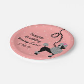 Assiettes En Carton Jupe de caniche rétro rose noir les années 50 fête (Angle)