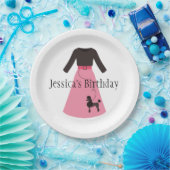 Assiettes En Carton Jupe de caniche rose rétro (Fête)