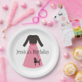 Assiettes En Carton Jupe de caniche rose rétro (Fête)