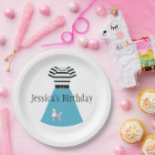 Assiettes En Carton Jupe Retro Blue Poodle (Fête)