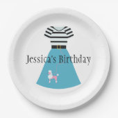 Assiettes En Carton Jupe Retro Blue Poodle (Devant)