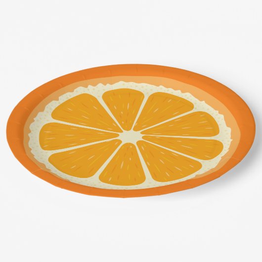 Assiettes En Carton Jus de citron frais orange (Angle)