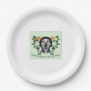 Assiettes En Carton Jusqu'à ce que la mort nous sépare, Crâne avec fle