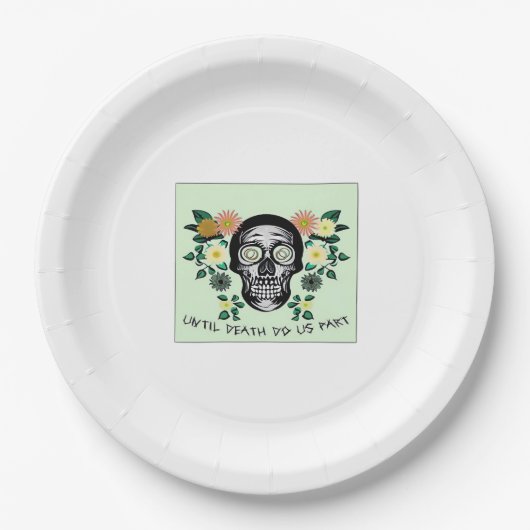 Assiettes En Carton Jusqu'à ce que la mort nous sépare, Crâne avec fle (Devant)