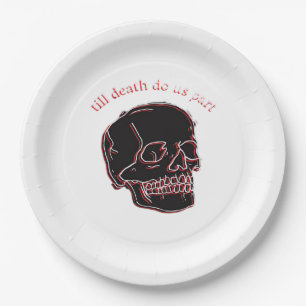 Assiettes En Carton Jusqu'à ce que la mort nous sépare - Crâne Glitch 